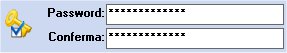 Se la Password è inserita in maniera identica all'interno dei campi "Password" e "Conferma" la chiave ha un segno di spunta di colore blu.