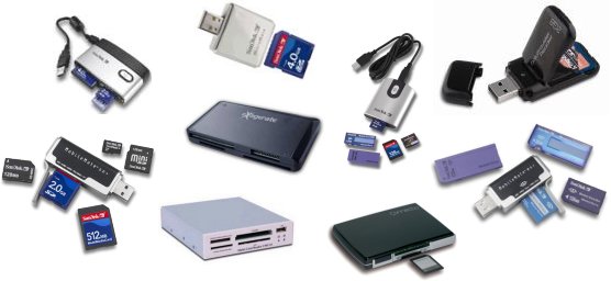 Immagini di alcuni lettori di schede USB. PenProtect funziona anche su questi dispositivi perch li riconosce come normali Pen Drive o Flash Memory